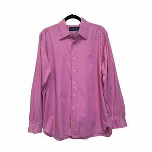 Polo Ralph Lauren Denim Shirt Men Large Pink Button Up Heavy Vintage Long Sleeve